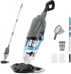 Pool Vacuum Cleaner,Pool Hoover Vacuum for Above Ground Pool with max 55inch Telescopic Pole,Rechargeable Swimming Pool Vacuum 18.5 GPM Suction for Spas, Hot Tubs,Leaf-Scooping Net included