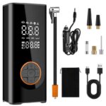 Portable Air Compressor Car Tyre Pump, 6000mAh corded/cordless Dual power 150PSI Tyre Inflator – (Apply Voucher) – Sold By Wansimoo