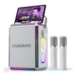 Portable Bluetooth Karaoke Speaker with 2 Wireless Mics, RGB Lights