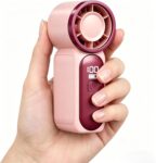 Portable Handheld Mini Fan, 20000 RPM High Speed Turbo Personal Fan, 3 Speeds with LED Display, Pocket Design USB Rechargeable Handheld Fan for Travel, Makeup, Commute, Outdoor Summer (Pink)