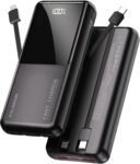 Power Bank Fast Charging 20000mAh 22.5W Portable Charger with Built-in Cables USB-C PD3.0 QC4.0 Powerbank Battery Pack with LCD Display for iPhone 17 16 15 14 13 Android and more