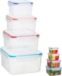 Premier Housewares Airtight Lids 4Pc Square Food Containers Versatile Plastic Container For Kitchen Multi Purpose Plastic Tupperware Sets Durable Food Storage Container