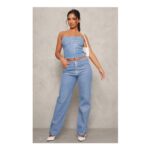 PrettyLittleThing Petite Iridescent Metallic Denim Jeans