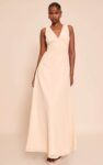 PrettyLittleThing Plunge Chiffon Sleeveless Maxi Dress, Pale Yellow