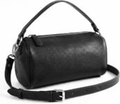 Prite Crossbody Bag for Women PU Leather Small Pebble Grain Waterproof Shoulder Bag Cylinder Purse with Adjustable Strap