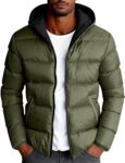 Puffer Jacket Mens Hooded Insulated Coat Winter Full Zip Outerwear