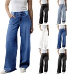 Pull On Wide Leg Jeans For Women Uk Loose Y2k Denim Trousers With Pockets