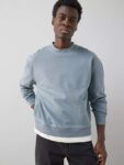 Pure Cotton Boxy Fit Washed Crew Neck Sweat – Blue
