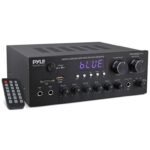 Pyle Stereo Amplifier Audio Receiver with Remote Control – Bluetooth Streaming, MP3/USB/SD/FM Radio, 2.0 Channel HiFi Sound System