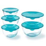 Pyrex Set of 5 Heavy Duty Glass Salad Bowls with Lids, Dishwasher, Microwave and Oven Safe – Sold by International Cookware Ltd / FBA