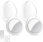 QCOQ Air Tracker Tags-4 Pack White, Smart Bluetooth Tags Compatible with Apple Find My (iOS Only), Item Locator with Keychain/Lanyard for Keys/Luggages/Wallets/Suitcases, Up to 100dB