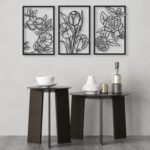 QUMENEY 3 Pcs Black Metal Flower Wall Decor Wall Ornaments Floral