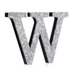 Qunclay 5.7in Silver Crystal Diamond Letter W Wall Decor
