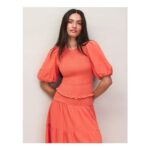 RO&ZO Pure Cotton Cheesecloth Shirred Top