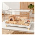RUEXUE 70cm Tall Hamster Cage, 360 Clear Syrian Habitat