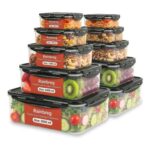 Rainberg 20-Piece Leak-Proof Airtight Food Storage Containers, Stackable, Black
