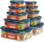 Rainberg Food Storage Containers – 20 Pieces (10 containers & 10 Lids) Leak Proof, Airtight Food Containers with Lids, Stackable, Freezer, Microwave & Dishwasher Safe (Blue)