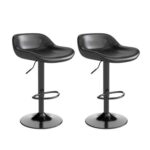 Ralex Bar Stools 2-Pack, PU Leather Swivel Chairs, Black
