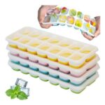 Ram 4-Pack Silicone Ice Cube Tray Stackable, Non-Spill, BPA Free