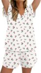 Rapbin Pyjamas for Women Short Sleeve Pyjamas Cute Pjs Set V-Neck Loungewear Sets for Women Pyjama Shorts Two Piece Nightwear Sleepwear Soft Co ord