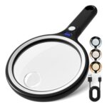 Rechargeable Handheld 5-Inch LED Magnifier with 3x/5x/10x