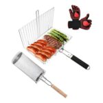 Rectangular and Cylindrical Grill Basket, 304 Stainless, Removable Handle