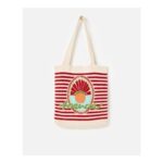 Red & Cream Striped Arancia Crochet Tote Bag