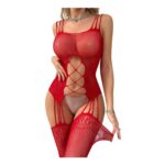 Red One-Size Fishnet Bodystocking Lingerie Babydoll Nightwear