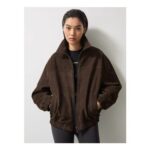 Reiss Chocolate Brown Rally McLaren F1 Team Suede Bomber Jacket Size 14