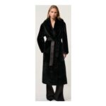 Reiss Chocolate Brown Teo Shearling Belted Coat Sizes M&L
