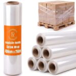 Requisite Needs Heavy Duty Stretch Film 400mm x 250m Waterproof & Moisture Proof Pallet Wrap for Packaging, Moving & Storage (Clear, 6)