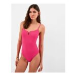 Rib Shaping Swimsuit Pink Size 20