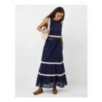 Ric Rac Tiered Maxi Skirt Blue