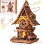 Robotime Rokr 3D Wooden Puzzle Cuckoo Clock Kit Black Forest Style with Working Bird – With Code – Sold by Robotime Global Store