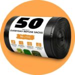 Roe Tenpo 50 Pack Bin Bags – 70L, 30 Microns Bin Liners, Strong & Durable, Tear Resistant