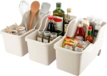 Rolling Storage Container for Kitchen Organization, Large Storage Bin with Wheels for Under Sink Cabinet Pantry Bathroom, Multipurpose Storage Basket for Cosmetics, Sundries, Garage