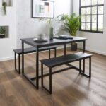 Ronan 4 Seater Wave Edge Dining Table and Bench Set
