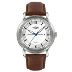 Rotary Mens Heritage Field Stainless Steel Brown Leather Strap Watch