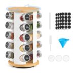 Rotating Spice Rack with 20 Glass Jars, Kitchen Organiser