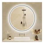 Round 50x50cm LED Mirror with Bluetooth, Anti-Fog, Touch, 3-Color Dimmable