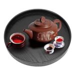 Round Wooden Tray with Raised Edges, Non-Slip, 30 Cm