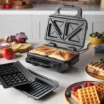 Russell Hobbs Sandwich Maker 3 in 1, Black, 3 Removable Plates, 26810 – 2 Year Warranty