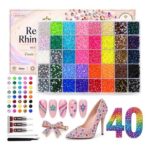 Rynfixlu 40-Color Bedazzling Kit with Glue and 3mm Resin Rhinestones