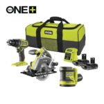 Ryobi 18V ONE Cordless Combi Drill, Circular Saw & Random Orbital Sander Starter Kit (2 x 2.0Ah)