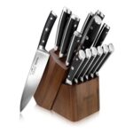 SHAN ZU 14-Piece Kitchen Knife Set with Block, Ergonomic Handles