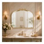 SIN&MI Large Gold Antique Mirror, 27×19, French Baroque Arched