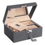 SONGMICS 2-Layer Jewellery Box with Lockable Foldable Tray Removable Divider