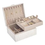 SONGMICS 2-Layer Jewellery Box with Removable Tray, Cream White JBC165W101