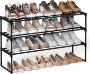 SONGMICS 3-Tier Shoe Rack, Metal Shoe Storage Organiser Fits 16 to 20 Pairs