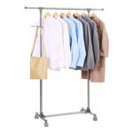 SONGMICS Adjustable Coat Rack with Wheels, Grey LLR01G